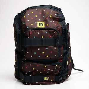 🎒 Burton Snowboard Backpack Multicolor Pixel Print Brown Laptop Travel Bag